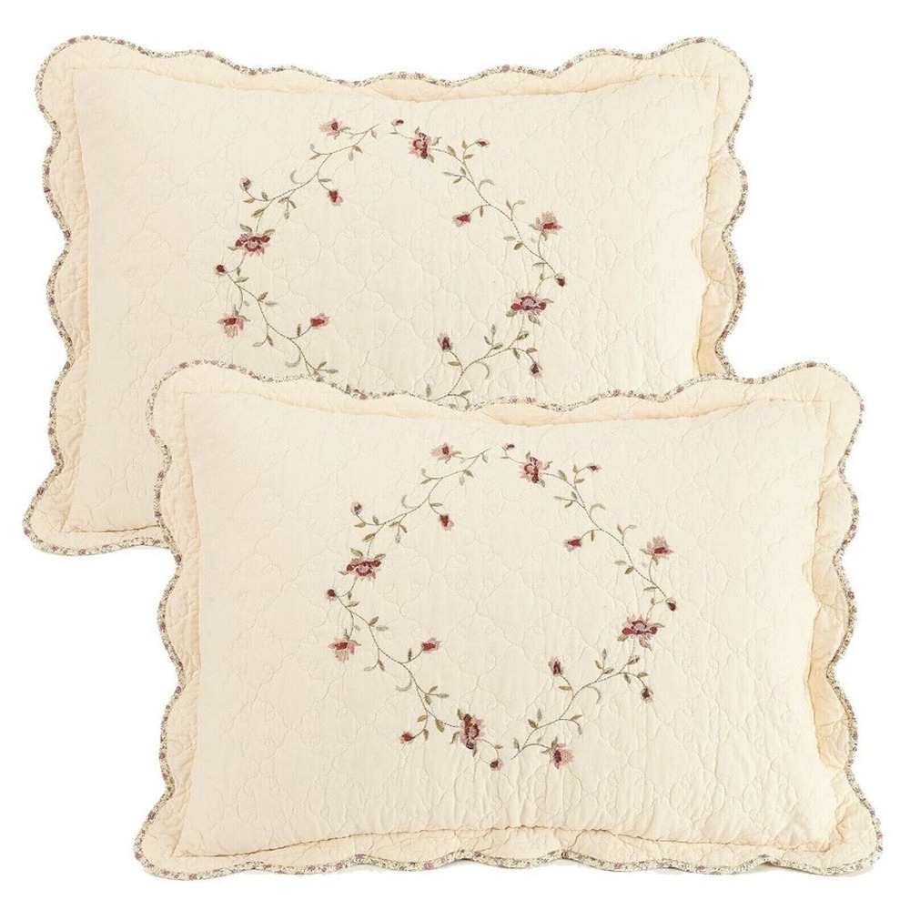 Better Homes & Gardens Hannalore 2-Piece Standard Shams Pair Cotton Ivory Floral